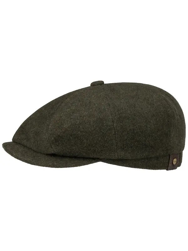 Stetson Hatteras Noir Wool/Cashmere Flat Cap - Olive/Moss Image 1