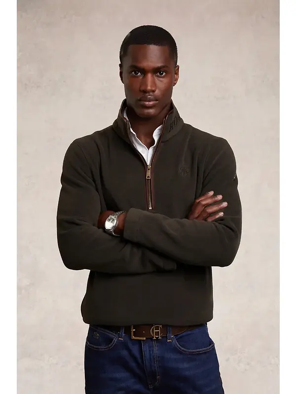 Holland Cooper Men's Country Fleece Quarter Zip - Khaki Image 2