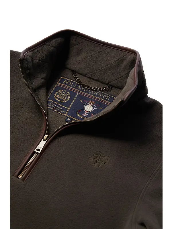 Holland Cooper Men's Country Fleece Quarter Zip - Khaki Image 7