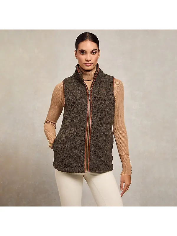 Holland Cooper Women's Country Fleece Gilet - Khaki Borg Image 2