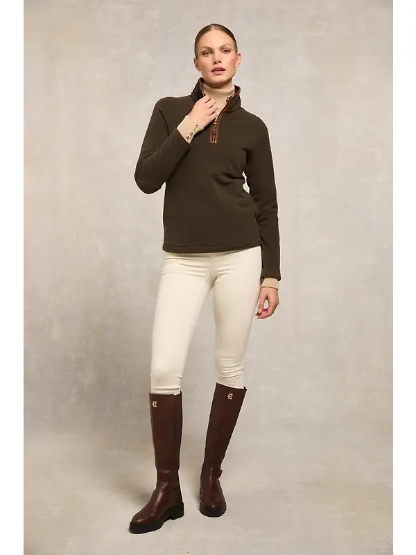 Holland Cooper Women's Country Fleece Quarter Zip - Khaki Image 6