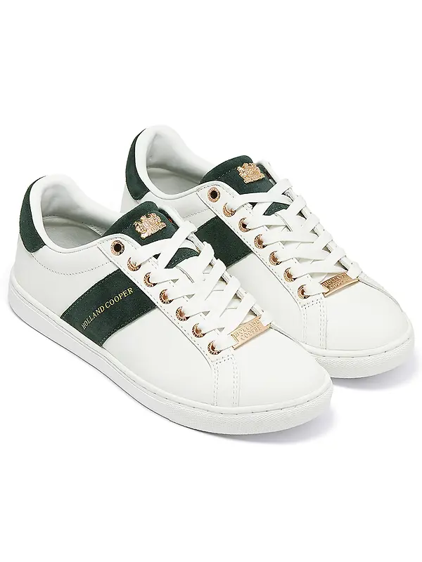 Holland Cooper Women's Knightsbridge Court Trainers - White Racing Green Image 4
