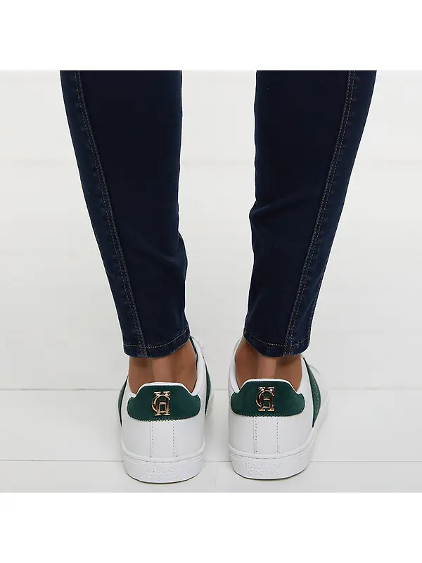 Holland Cooper Women's Knightsbridge Court Trainers - White Racing Green Image 5