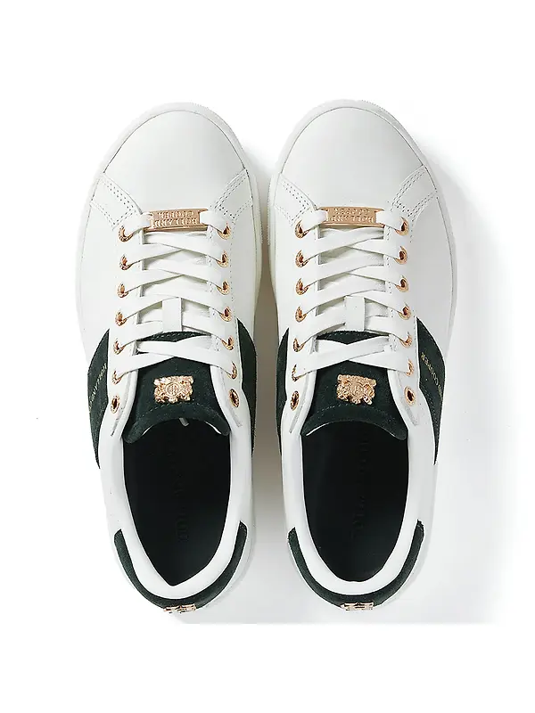 Holland Cooper Women's Knightsbridge Court Trainers - White Racing Green Image 6