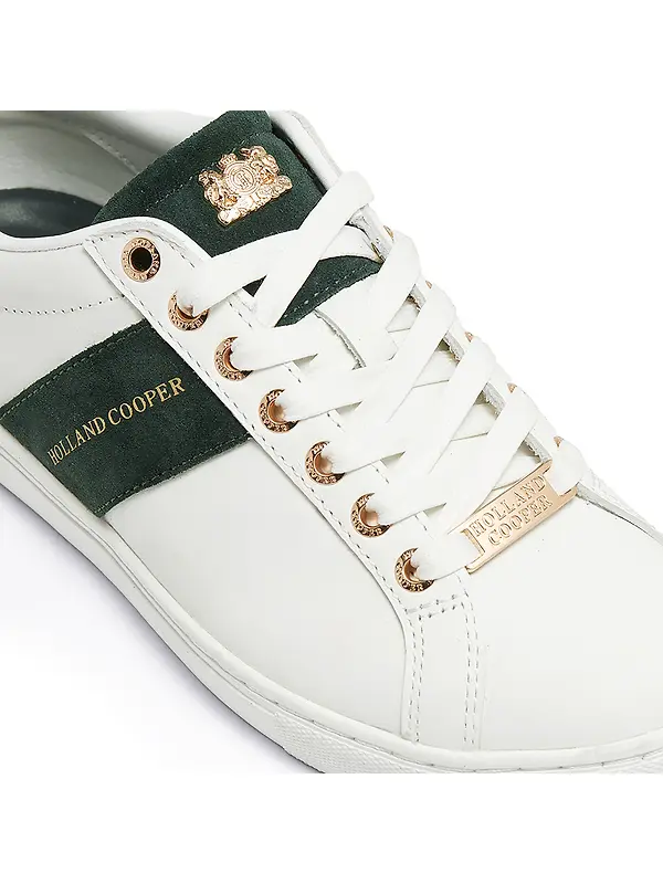 Holland Cooper Women's Knightsbridge Court Trainers - White Racing Green Image 7