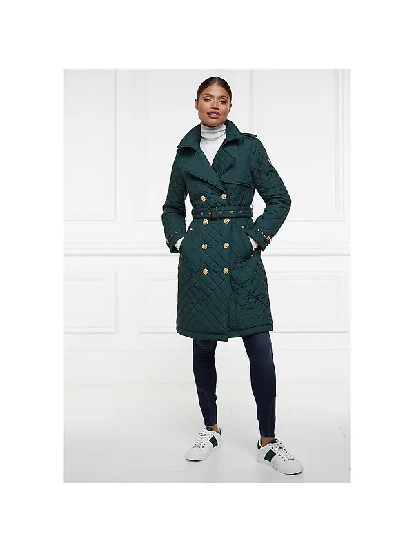 Holland Cooper Women's Knightsbridge Court Trainers - White Racing Green Image 2