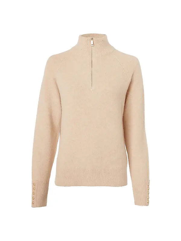 Holland Cooper Women's Tori Quarter Zip Knit - Camel Image 1