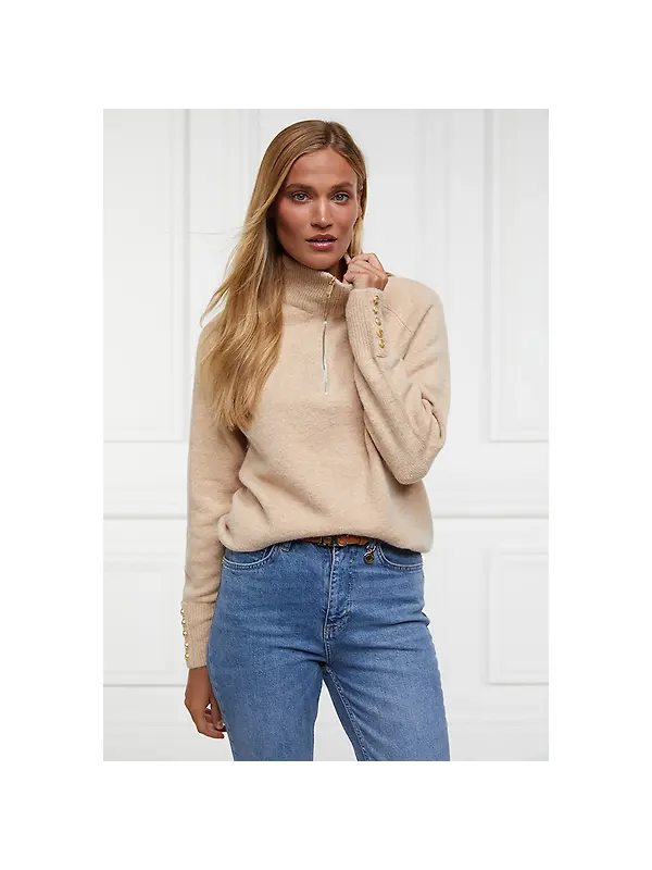 Holland Cooper Women's Tori Quarter Zip Knit - Camel Image 2