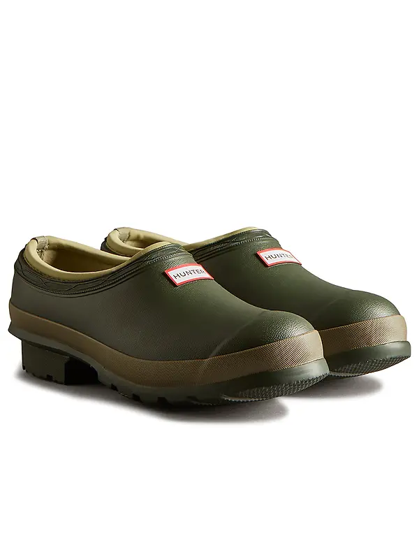 Hunter Women's Gardener Neoprene Lined Clogs - Dark Olive/Clay Image 2