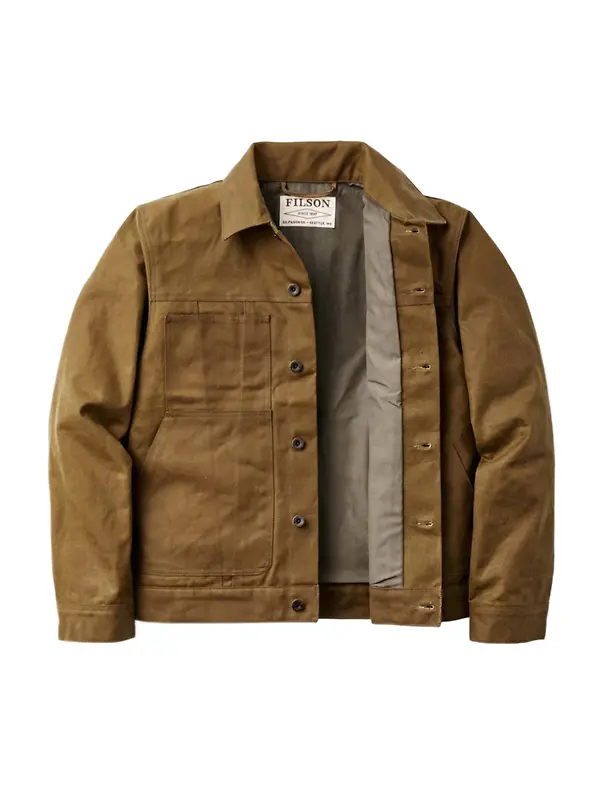 Filson Tin Cloth Short Lined Cruiser Jacket - Dark Tan Image 3
