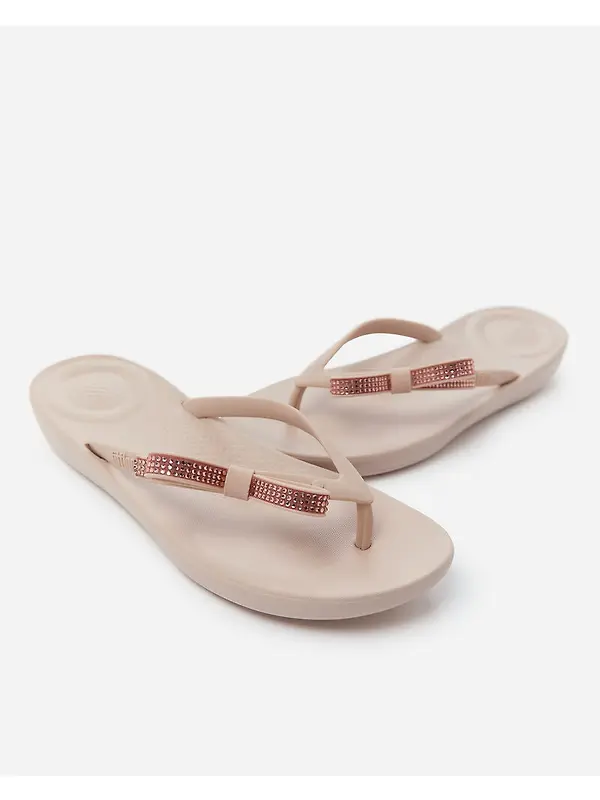 FitFlop Women's iQUSHION Glitz-Bow Flip Flops - Nude Rose Image 8