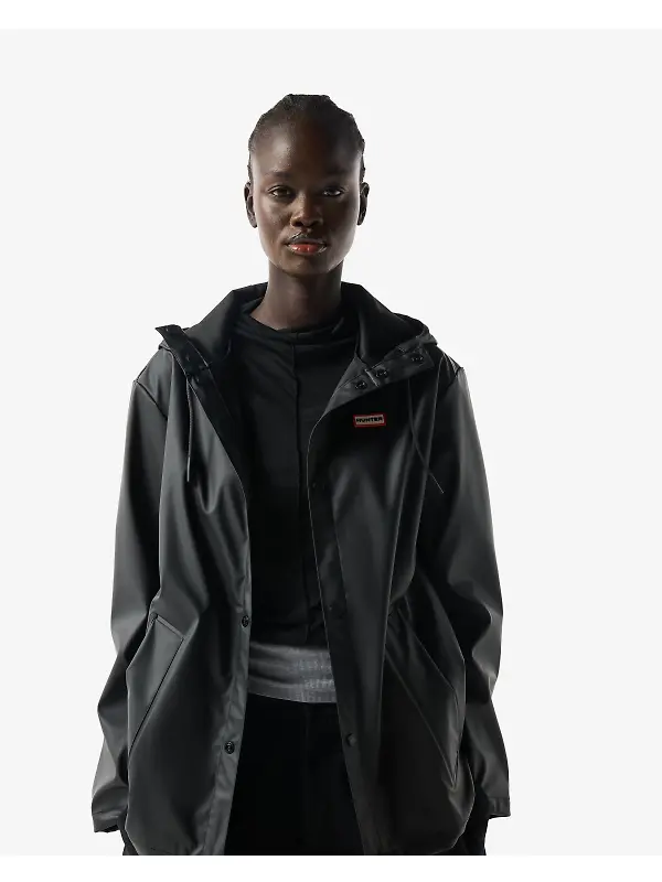 Hunter Unisex Downpour Izzy Pu Hooded Jacket - Black Image 2