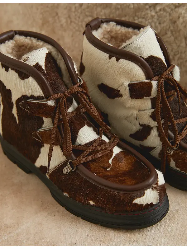 Penelope Chilvers Women's Incredible Friesian Shearling-Lined Boots - Brown/White Image 9