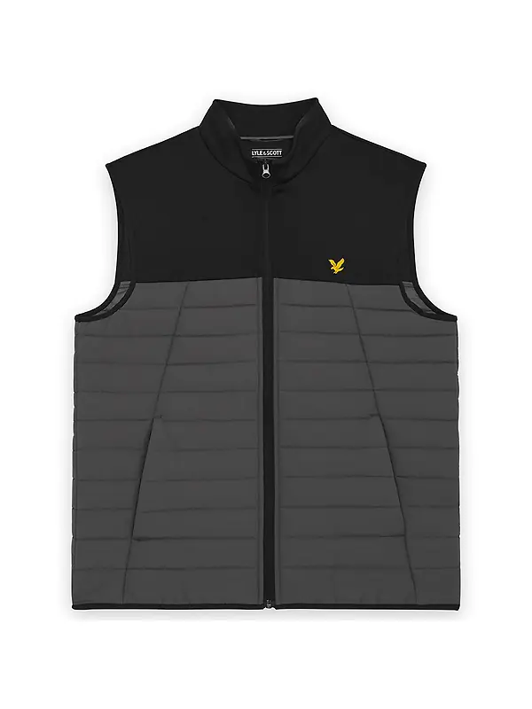 Lyle & Scott Men's Sports Fleece Hybrid Gilet - Jet Black/ Granite Image 1