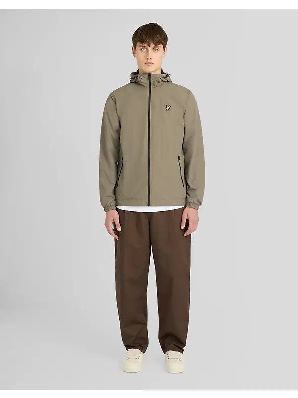 Lyle & Scott Men's Contrast Zip Through Hooded Jacket - Khaki Ash/Jet Black Image 2