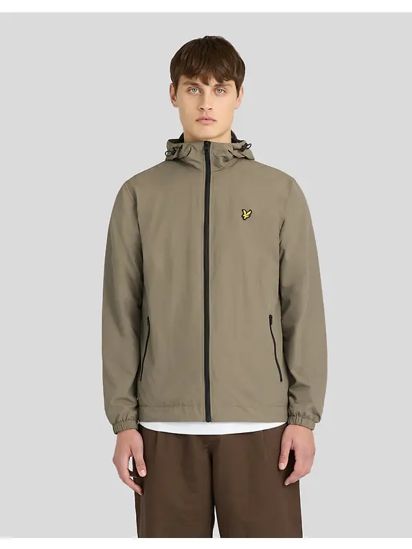 Lyle & Scott Men's Contrast Zip Through Hooded Jacket - Khaki Ash/Jet Black Image 3