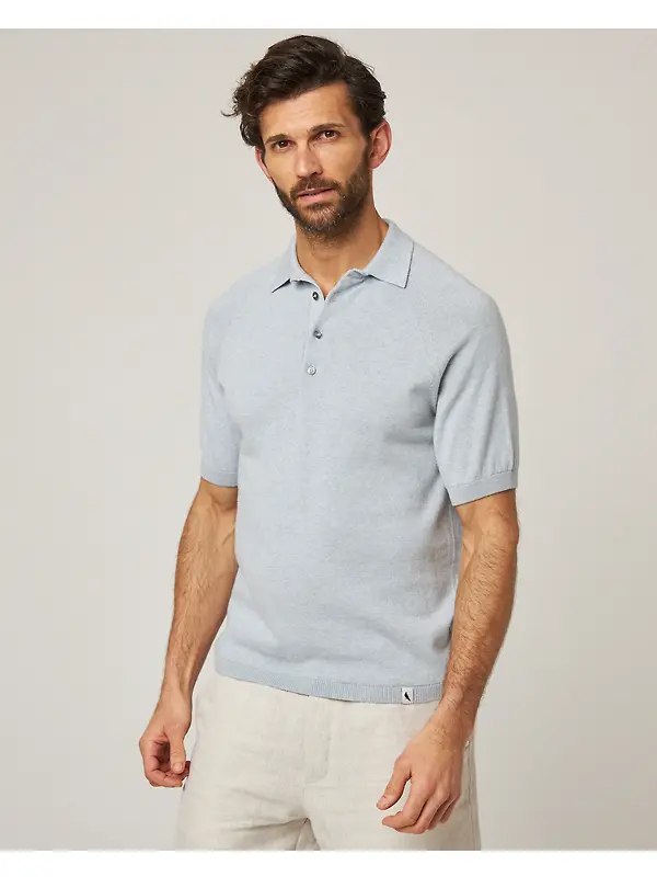Peregrine Men's Jones Made In England Cotton Polo Shirt 2.0 - Washed Denim Image 2