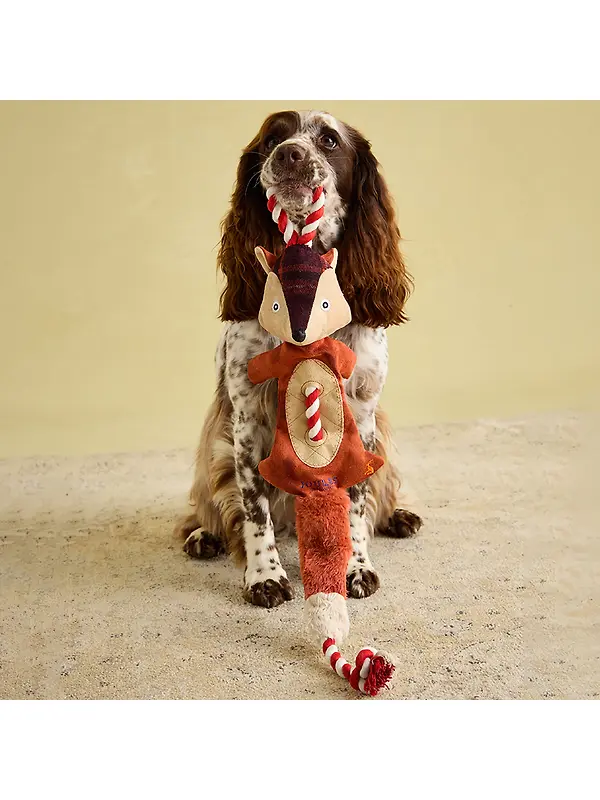Joules Heritage Tweed Fox Rope Dog Toy - Red Image 9