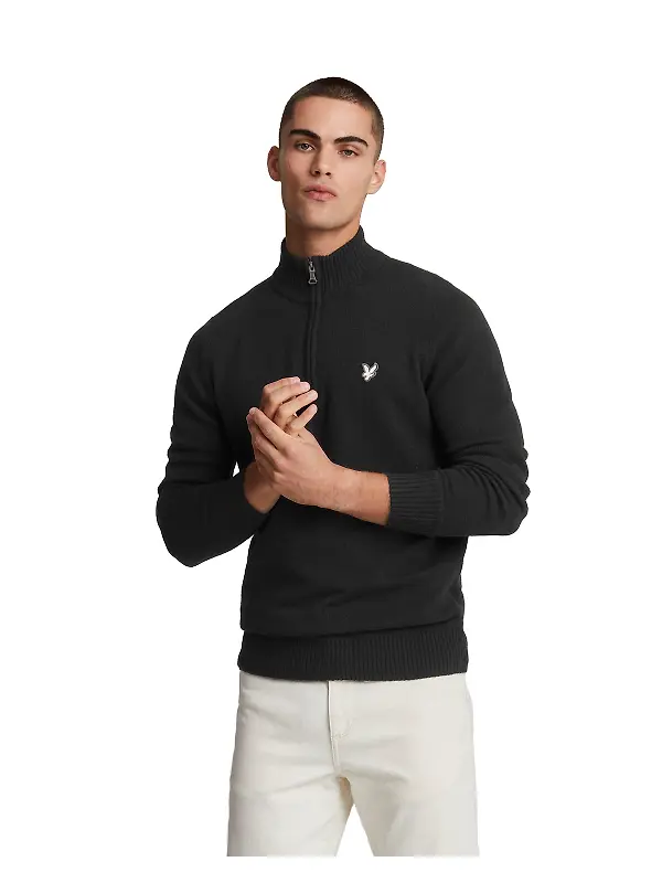 Lyle & Scott Men's Premium Lambswool 1/4 Zip Jumper - Lacquer Image 1