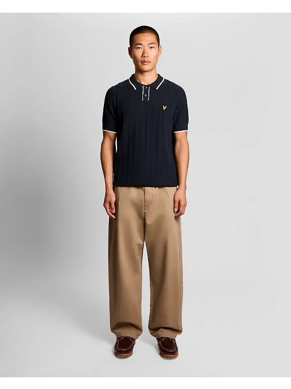 Lyle & Scott Men's Tipped Pique Knitted Polo Shirt - Dark Navy Image 3