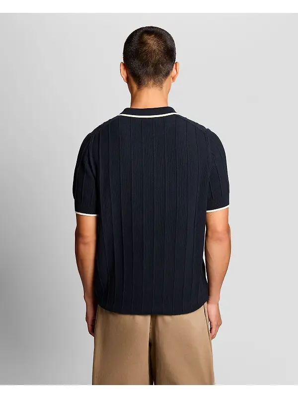 Lyle & Scott Men's Tipped Pique Knitted Polo Shirt - Dark Navy Image 5