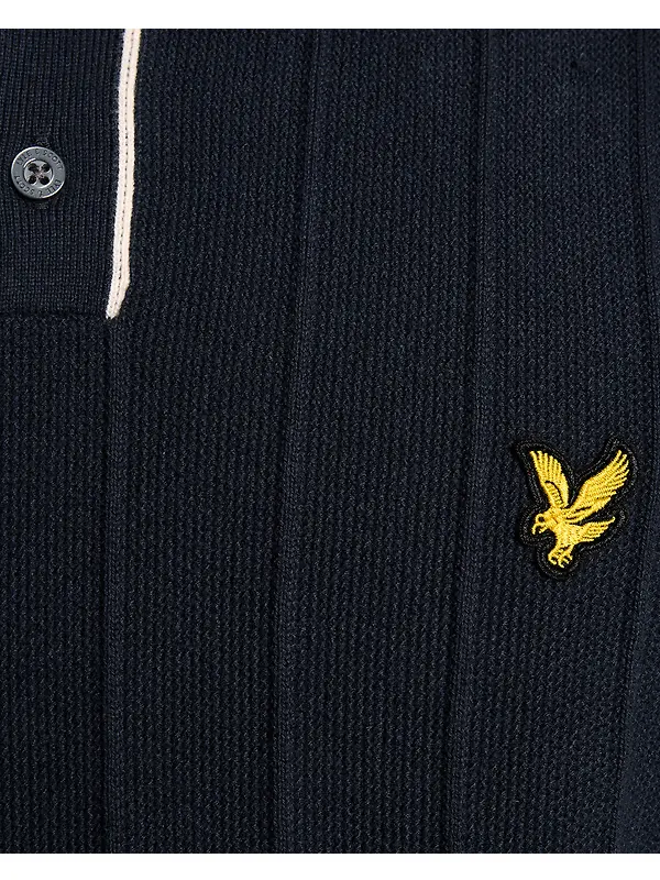 Lyle & Scott Men's Tipped Pique Knitted Polo Shirt - Dark Navy Image 6
