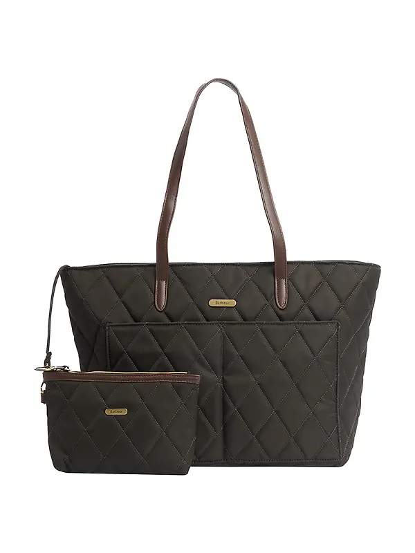 Barbour Women's Quilted Tote Bag - Olive Image 1