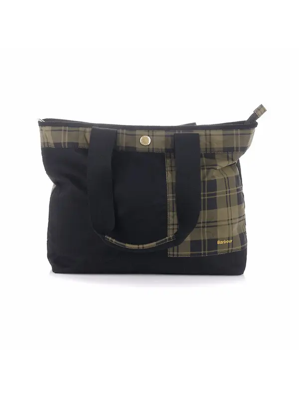 Barbour Women's Mya Patchwork Tote Bag - Black/Olive Check Image 12
