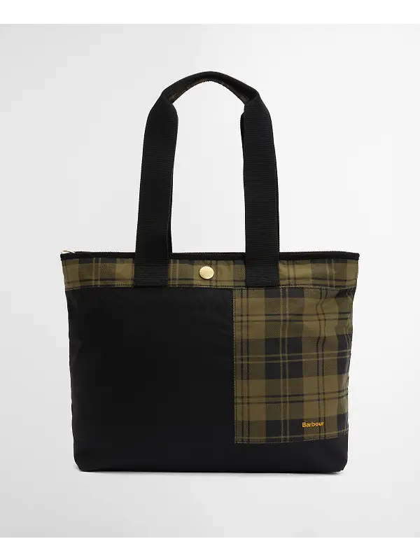 Barbour Women's Mya Patchwork Tote Bag - Black/Olive Check Image 2