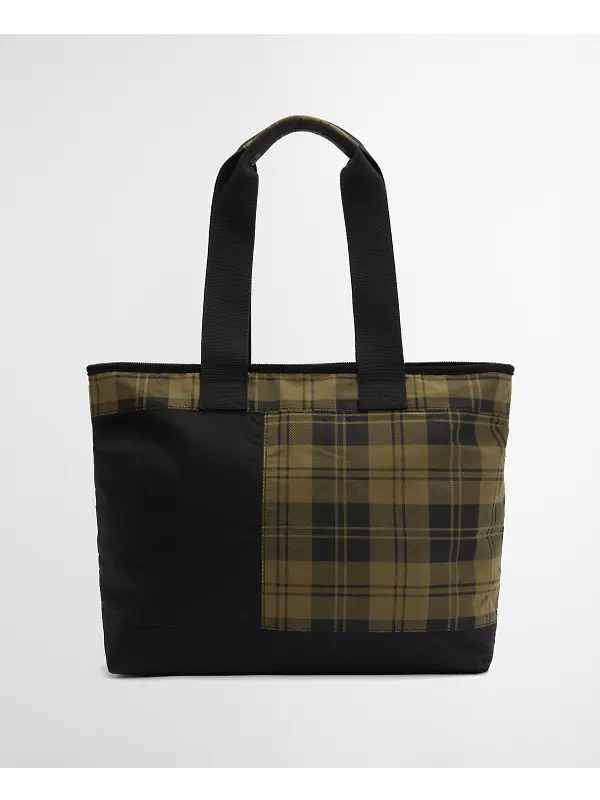 Barbour Women's Mya Patchwork Tote Bag - Black/Olive Check Image 5