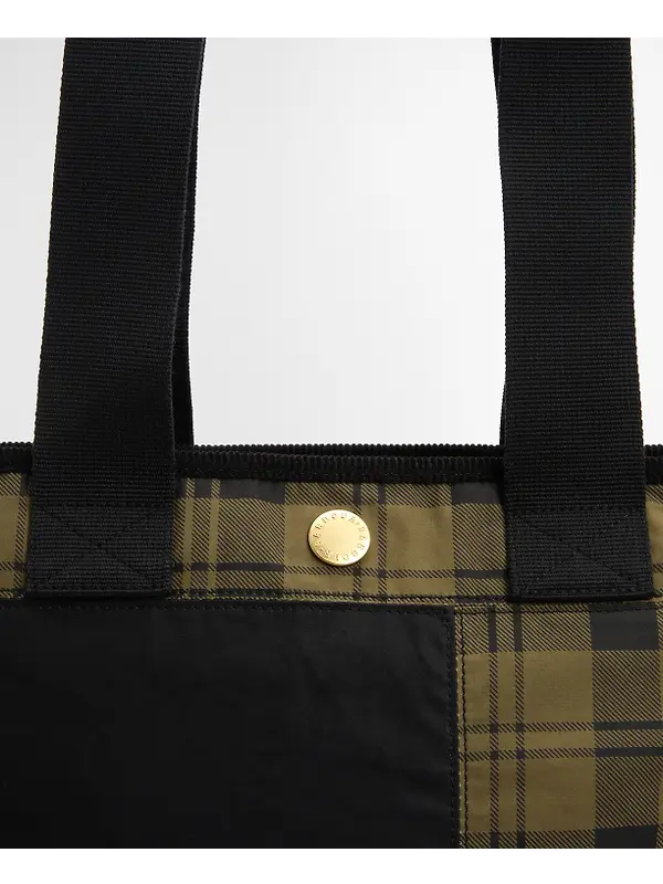 Barbour Women's Mya Patchwork Tote Bag - Black/Olive Check Image 7