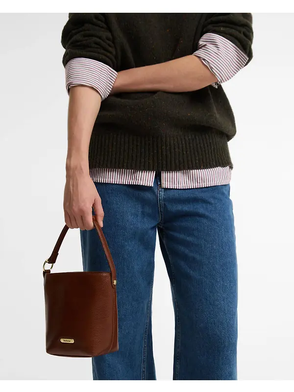 Barbour Women's Cedar Mini Leather Bucket Bag - Brown Image 3