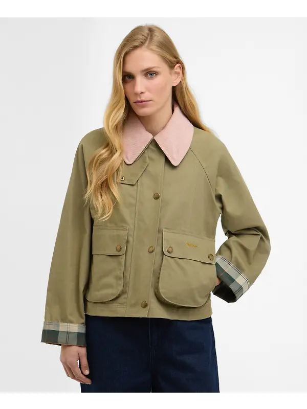 Barbour Women's Cropped Beadnell Casual Jacket - Bleached Olive/Ancient/Gardenia Image 2
