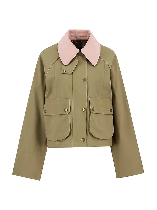 Barbour Women's Cropped Beadnell Casual Jacket - Bleached Olive/Ancient/Gardenia Image 1