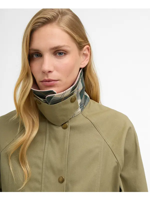 Barbour Women's Cropped Beadnell Casual Jacket - Bleached Olive/Ancient/Gardenia Image 5