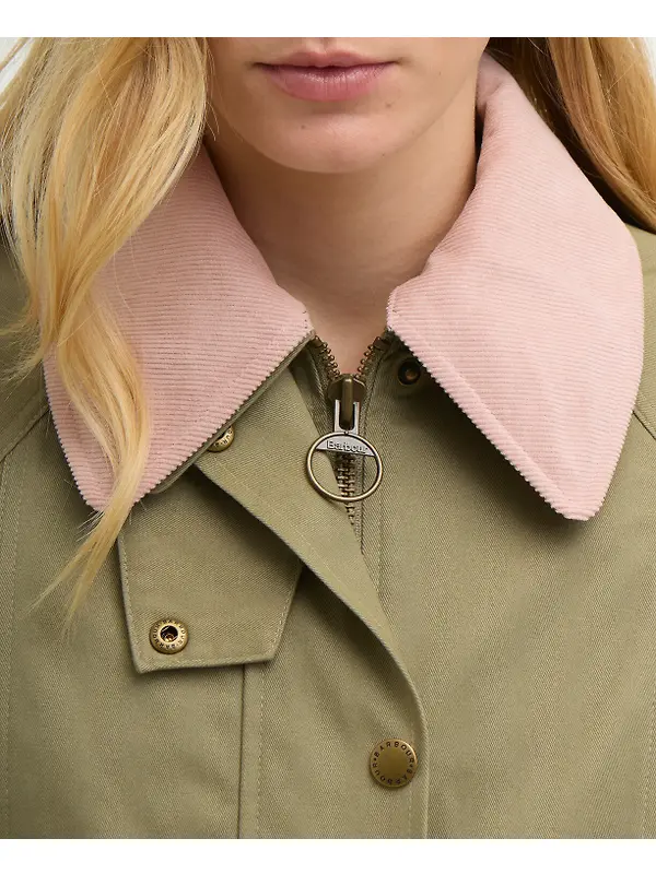 Barbour Women's Cropped Beadnell Casual Jacket - Bleached Olive/Ancient/Gardenia Image 7