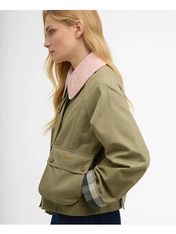 Barbour Women's Cropped Beadnell Casual Jacket - Bleached Olive/Ancient/Gardenia Image 8