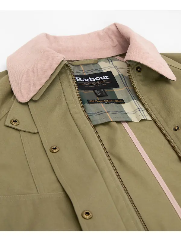 Barbour Women's Cropped Beadnell Casual Jacket - Bleached Olive/Ancient/Gardenia Image 9