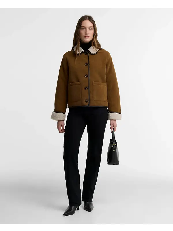 Barbour Women's Penny Fleece Cord Jacket - Tan / Ecru Image 3