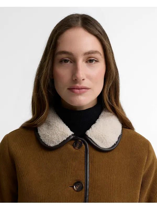 Barbour Women's Penny Fleece Cord Jacket - Tan / Ecru Image 5