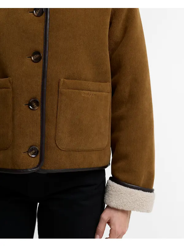 Barbour Women's Penny Fleece Cord Jacket - Tan / Ecru Image 6