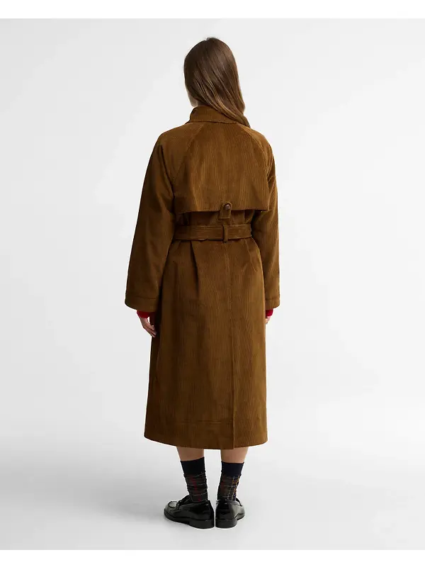 Barbour Women's Antonella Cord Trench Coat - Tan / Birchwood Dress Image 3