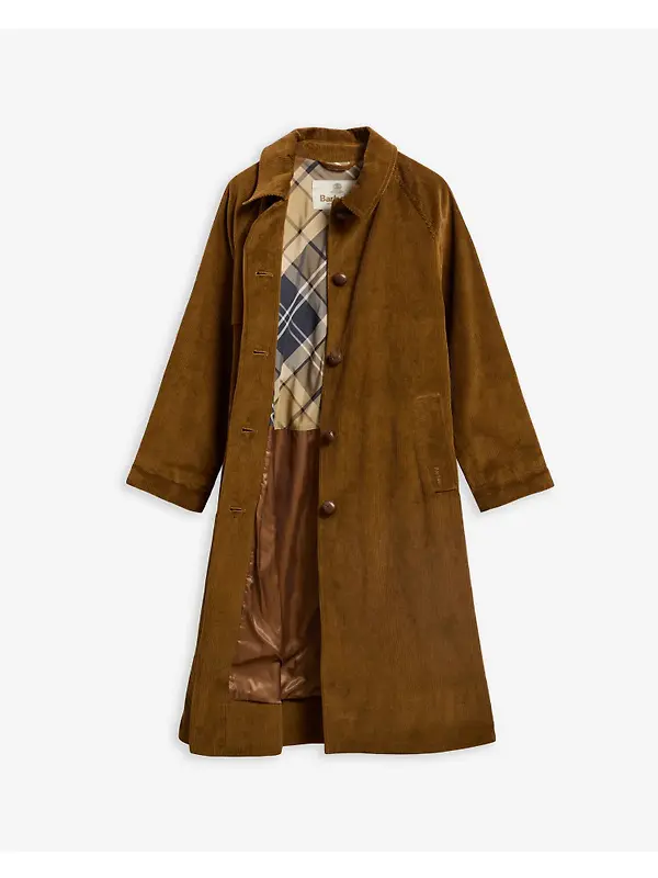 Barbour Women's Antonella Cord Trench Coat - Tan / Birchwood Dress Image 6