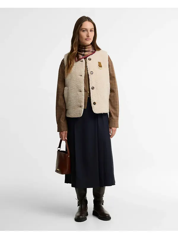Barbour Women's Bowes Fleece Gilet - Ecru Image 3