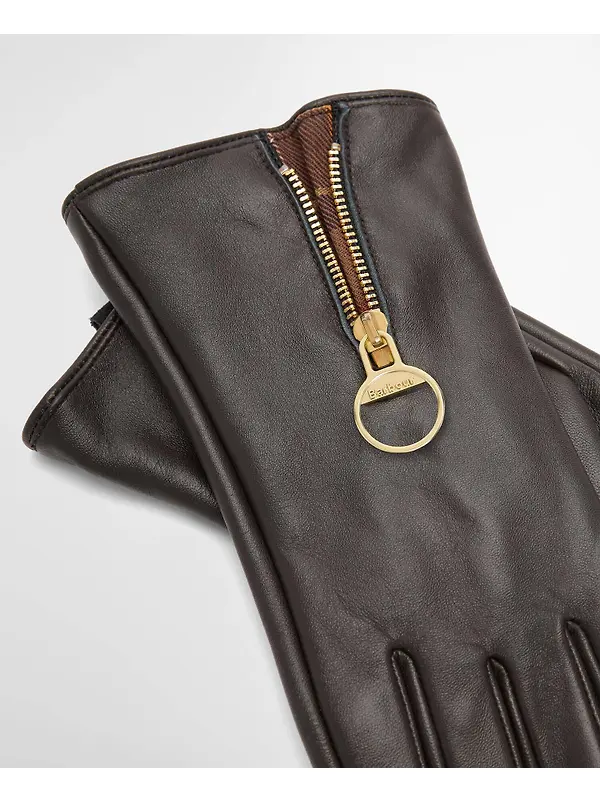 Barbour Women's Arlene Leather Gloves - Brown / Muted Image 2