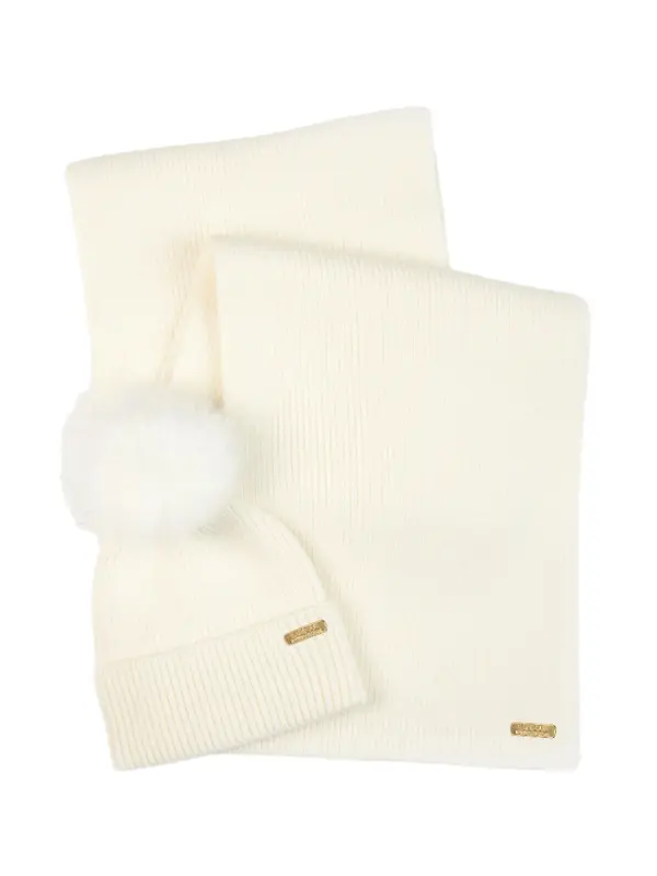 Product image of Barbour International Women's Mallory Beanie & Scarf Gift Set - Optic White