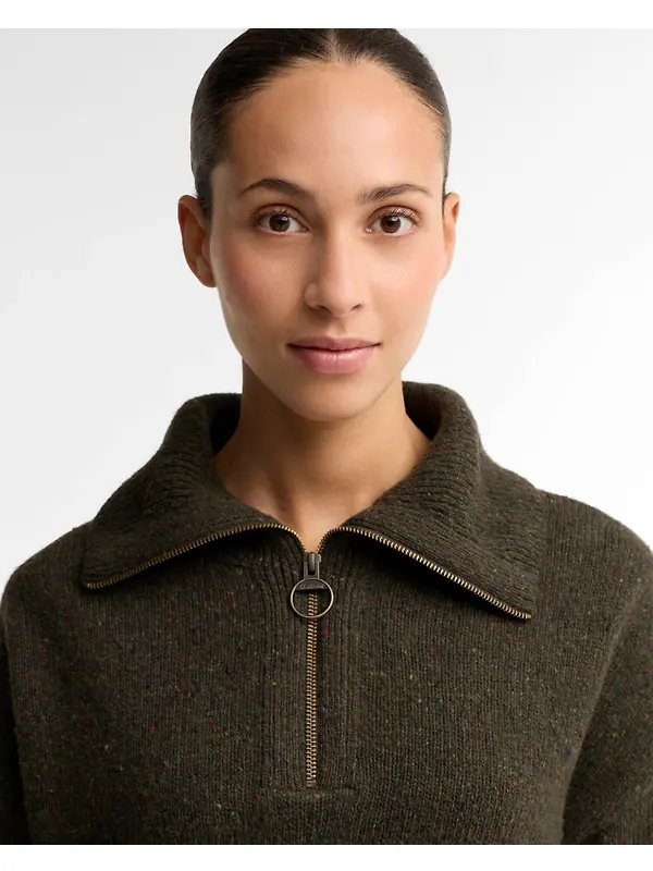 Barbour Women's Lavensdale Half-Zip Jumper - Olive Image 5
