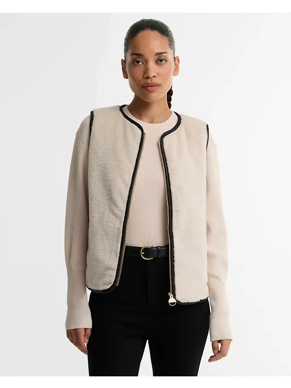 Barbour International Women's Oulton Faux-Fur Liner - Lt Stone / Black Image 2