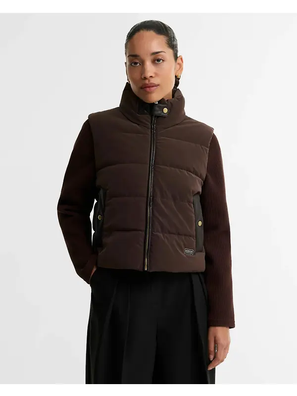 Barbour International Women's Balaton Faux-Velvet Quilted Sweatshirt - Truffle Image 2