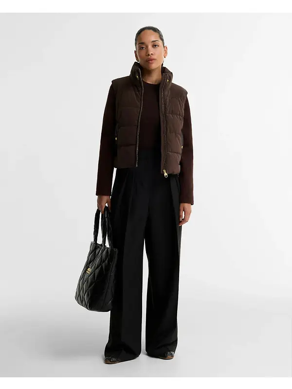 Barbour International Women's Balaton Faux-Velvet Quilted Sweatshirt - Truffle Image 3
